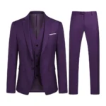 Featured  -- Slim fit Purple Men’s Three Piece Suit with Notch Lapel